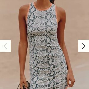 NWT - Daily Practice High-Neck Snake Print Ruched Mini Dress - M